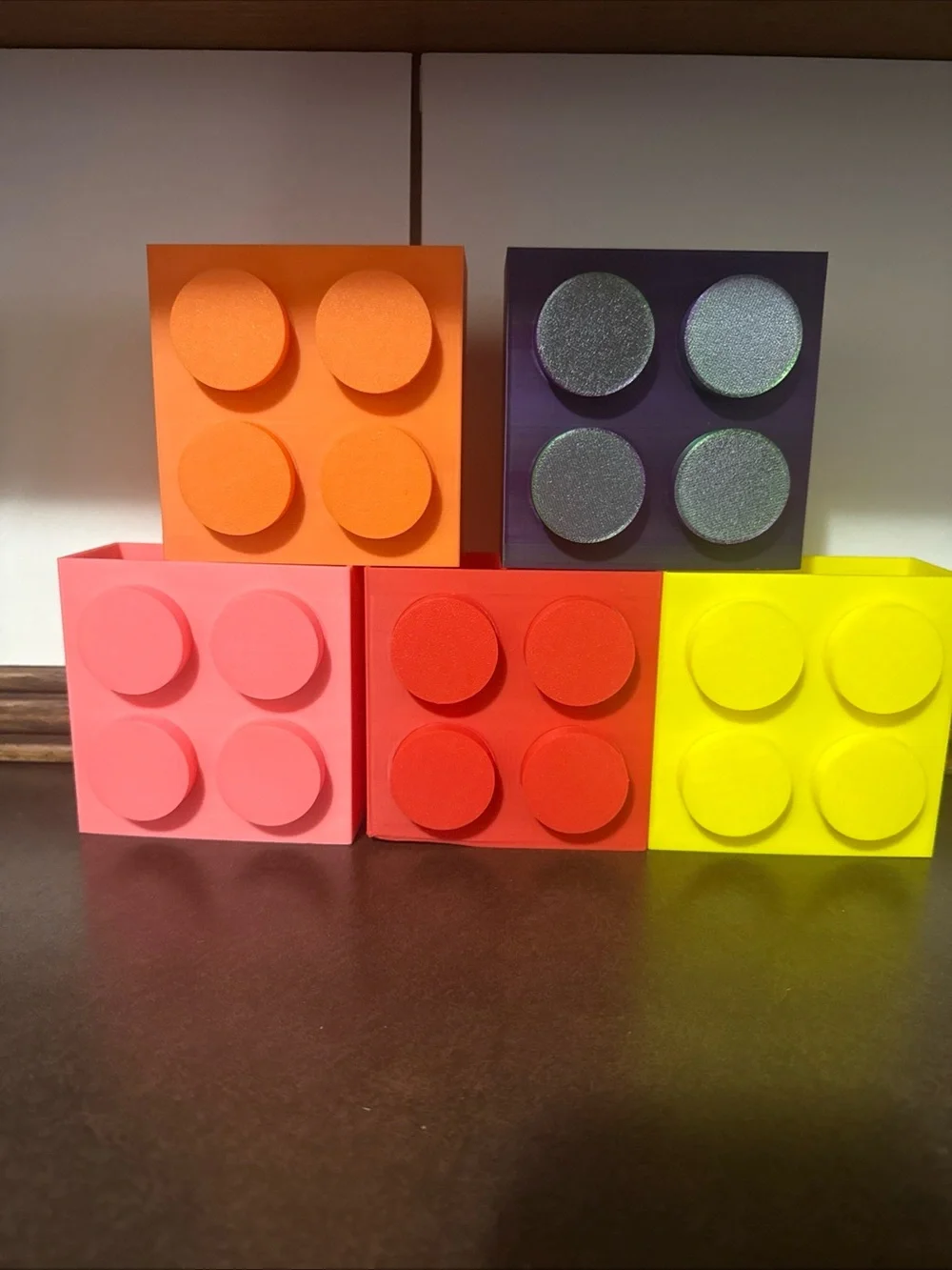 3D Printed Building Block Storage Boxes Set of 5 Colorful LEGO Style